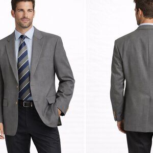 David Taylor Men's Charcoal Blazer Sport Coat Gold Buttons Classic Fit 50L